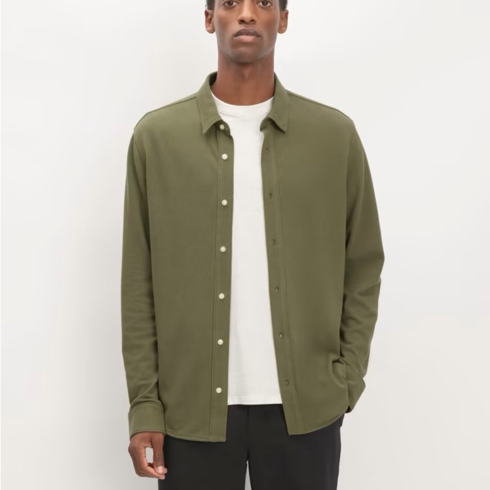 Everlane Green Long-Sleeve Pique Shirt